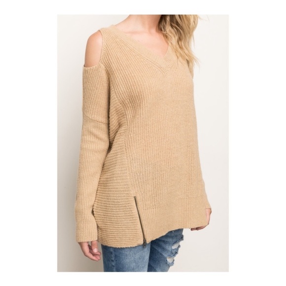 MYSTREE⭐️ COLD SHOULDER ZIPPER PULLOVER SWEATER⭐️ - Picture 5 of 5